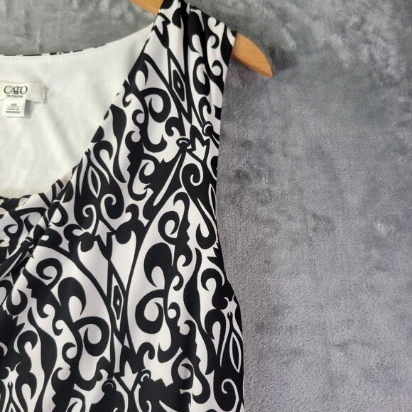 Cato Woman Plus 18W Black White Sheath Dress Ruched Stretch Sleeveless Cocktail - Picture 4 of 11